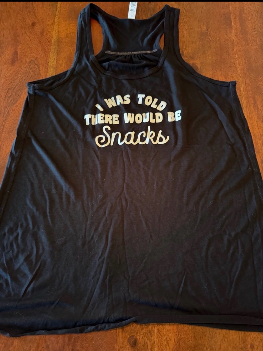 Black Racerback Tank with "I Was Told There Would Be Snacks"
